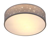 MONZANA® Plafonnier Ciel étoilé Rond Ø 30cm Abat-jour Tissu 40 Watt Séjour Chambre Plafonnier Tissu Lampe gris 1xE27 Lampe plafond ronde