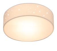 MONZANA® Plafonnier Ciel étoilé Rond Ø 38cm Abat-jour Tissu 40 Watt Séjour Chambre Plafonnier Tissu Lampe Blanc 2xE27 Lampe plafond ronde