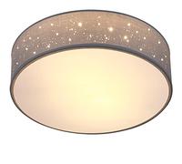 MONZANA® Plafonnier Ciel étoilé Rond Ø 38cm Abat-jour Tissu 40 Watt Séjour Chambre Plafonnier Tissu Lampe gris 2xE27 Lampe plafond ronde