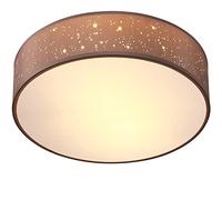 MONZANA® Plafonnier Ciel étoilé Rond Ø 38cm Abat-jour Tissu 40 Watt Séjour Chambre Plafonnier Tissu Lampe taupe 2xE27 Lampe plafond ronde