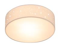 MONZANA® Plafonnier Ciel étoilé Rond Ø 30cm Abat-jour Tissu 40 Watt Séjour Chambre Plafonnier Tissu Lampe blanc 1xE27 Lampe plafond ronde
