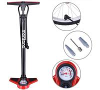 Monzana Pompe à air haute pression avec manomètre 7 bars pompe à pied vélo embout gonflage universel polyvalente