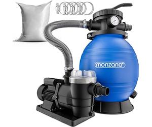 MONZANA® Pompe filtre à sable 9,6 m³ auto-amorçante piscines 30 m³ 25kg verre filtrant vanne 7 voies raccord 2en1 Ø32-38mm système de filtration à sable