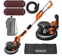 MONZANA® Ponceuse girafe avec aspirateur 750W max. 1750 tr/min 12x disques abrasifs 80 LED polisseuse meuleuse plafond mur manche télescopique