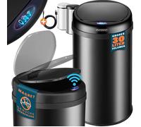 Monzana® Poubelle automatique acier inoxydable 30L capteur mouvement imperméable sans contact affichage LED câble USB poubelle de cuisine noir