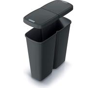 MONZANA® Poubelle cuisine 50L 2 compartiments avec couvercle bouton-poussoir Poubelle bureau Corbeille à papier Biodéchets Sacs jaunes Système de tri sélectif Recyclage Noir