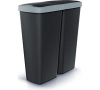 MONZANA® Poubelle cuisine 50L 2 compartiments avec couvercle bouton poussoir Poubelle bureau Corbeille à papier Biodéchets Sacs jaunes Système de tri sélectif Recyclage Noir Gris