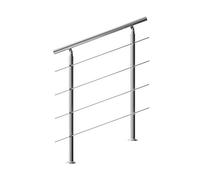 MONZANA® Rampe d'escalier 100 cm acier inoxydable 4 traverses main courante balustrade garde-corps aide escalier balcon intérieur extérieur