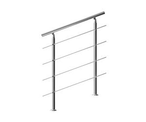 MONZANA® Rampe d'escalier 100 cm acier inoxydable 4 traverses main courante balustrade garde-corps aide escalier balcon intérieur extérieur