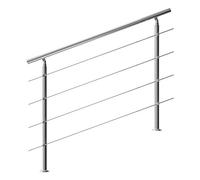 MONZANA® Rampe d'escalier 150 cm acier inoxydable 4 traverses main courante balustrade garde-corps aide escalier balcon intérieur extérieur