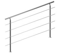 MONZANA® Rampe d'escalier 160 cm acier inoxydable 4 traverses main courante balustrade garde-corps aide escalier balcon intérieur extérieur