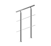 MONZANA® Rampe d'escalier 80 cm acier inoxydable 2 traverses main courante balustrade garde-corps aide escalier balcon intérieur extérieur