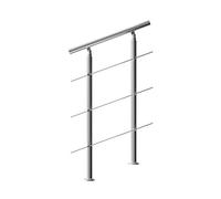 MONZANA® Rampe d'escalier 80 cm acier inoxydable 3 traverses main courante balustrade garde-corps aide escalier balcon intérieur extérieur