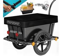 Remorque de vélo cuve plastique 90L - MONZANA - Barre d'attelage poignées pneumatiques - Charge max. 80kg