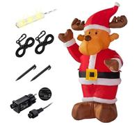 MONZANAŽ Renne de noël gonflable 135 cm éclairage LED matériel de fixation IP44 décoration Noël extérieur personnage figurine Noël autogonflant