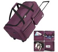 Monzana Sac De Voyage 85L Violet à roulettes trolley sac de sport poignée télescopique 2 roues verrouillable transport