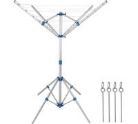 Deuba Séchoir à linge parapluie Etendoir à linge pliable aluminium 4 Bras 4 pieds Pliable Réglable intérieur extérieur
