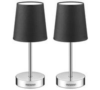 Monzana Set de 2 Lampe de table Anthracite avec abat-jour lampe de chevet interrupteur E14 pour chambre salon décoration