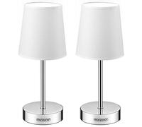 Monzana Set de 2 Lampe de table Blanc avec abat-jour lampe de chevet interrupteur E14 pour chambre salon décoration