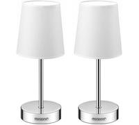 Monzana Set de 2 Lampe de table Blanc avec abat-jour lampe de chevet interrupteur E14 pour chambre salon décoration
