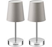 Monzana Set de 2 Lampe de table Taupe avec abat-jour lampe de chevet interrupteur E14 pour chambre salon décoration