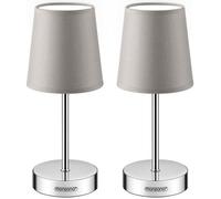 Monzana Set de 2 Lampe de table Taupe avec abat-jour lampe de chevet interrupteur E14 pour chambre salon décoration