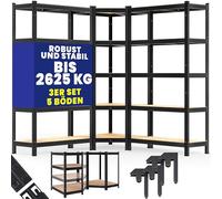 Monzana® Set de 3 étagères Charge Lourde 5 Niveaux Noir Étagère métallique modulable 2625kg Étagère d'angle Garage Atelier