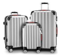 Monzana® Set de 3 Valises Argent M/L/XL Pèse-Bagages Poignée télescopique Serrure intégrée Bagage Trolley à roulettes Voyage