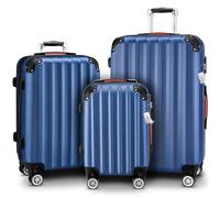 Monzana® Set de 3 Valises Bleu M/L/XL Pèse-Bagages Poignée télescopique Serrure intégrée Bagage Trolley à roulettes Voyage