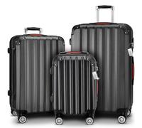 Monzana® Set de 3 Valises Noir M/L/XL Pèse-Bagages Poignée télescopique Serrure intégrée Bagage Trolley à roulettes Voyage