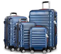 Monzana® Set de 4 valises rigides Bleu S/M/L/XL Roues 360° Bagage Trolley Cadenas à Combinaison pèse-valises Coque Dure