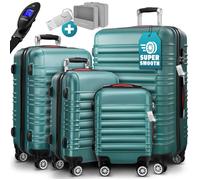 MONZANA® Set de 4 valises rigides Vert S/M/L/XL roues 360° Bagage Trolley cadenas à combinaison pèse-valises coque dure