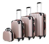Monzana® Set de 4 Valises Rose Doré avec Vanity-Case M/L/XL Poignées Gel Serrure Inclus Bagage Trolley à roulettes Voyage