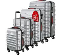 Monzana Set de 4X Valises Rigides Argenté S/M/L/XL | 4 Roues 360°, poignée télescopique, Cadenas, Vacances