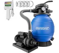 Monzana® Système de Filtre à Sable 10.200L/h Pompe Piscine Auto-amorçage testeur d'eau électronique Chlore pH 450W Ø32-38mm vanne 7 Voies certifié TÜV
