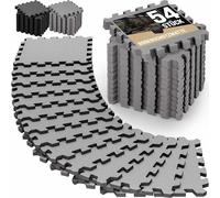 MONZANA® Tapis de Protection de Sol Gris 30 x 30 cm Mousse EVA 54 pièces Dalles de Protection Sport Piscine Jeu Enfant