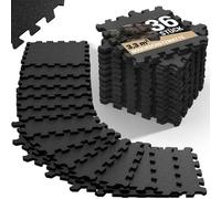 MONZANA® Tapis de protection de sol Noir 29 5x29 5cm mousse EVA 36 pièces dalles de protection fitness piscine jeu enfant