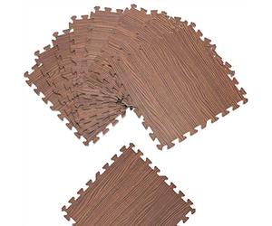 MONZANA® Tapis Puzzle Aspect Bois 8 pcs Brun Dalle Protection de Sol 45x45cm Anti-dérapant Bruit Hydrofuge Musculation