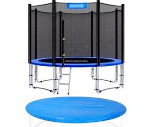 Monzana Trampoline Ø 426 cm Certifié TÜV SÜD GS Set Complet Filet de sécurité Bâche de Protection Echelle Coussin Jardin Jeux