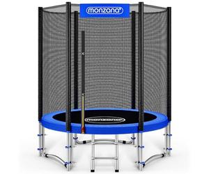 MONZANA® Trampoline Extérieur pour Enfants - Ø183cm - Certifié TÜV Rheinland GS - Max. 50 kg - Set Complet : Filet de Protection, Coussin de sécurité, poteaux, Ressorts et échelle