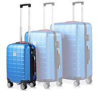 MONZANA® Valise Rigide Exopack Bleu Taille M Serrure TSA 4 Roues 360° Poignée télescopique Plastique ABS Voyage Avion