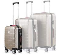 MONZANA® Valise Rigide Exopack Champagne Taille M Serrure TSA 4 Roues 360° Poignée télescopique Plastique ABS Voyage Avion