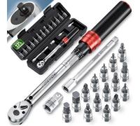 Monzana® Clé dynamométrique 1/4' 1-25 NM ±3% 18 pièces acier CV extension boîte de rangement vélo moto set complet clé de serrage clé à cliquet