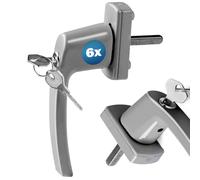 MONZANAŽ 6X Poignée de fenętre argentée verrouillable ŕ clés sécurité Enfants poignée de sécurité pour fenętre Acier