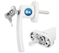 MONZANAŽ 6X Poignée de fenętre Blanche verrouillable ŕ clés sécurité Enfants poignée de sécurité pour fenętre Acier