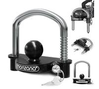 Monzana® Antivol Noir verrou d'attelage de remorque Universel tête d'attelage 50 mm Cadenas remorque avec Anneau 2 clés