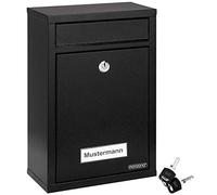 MONZANAŽ Boîte aux Lettres Murale Noire Boîte Postale Boîte aux Lettres Acier INCL. 2 clés Plaque Nominative verrouillable