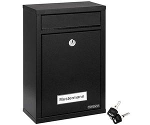 MONZANAŽ Boîte aux Lettres Murale Noire Boîte Postale Boîte aux Lettres Acier INCL. 2 clés Plaque Nominative verrouillable