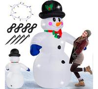 MONZANAŽ Bonhomme de neige gonflable 240 cm XXL décoration lumineuse Noël matériel fixation extérieur personnage figurine Noël fęte autogonflant