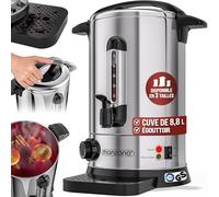 MONZANAŽ Distributeur de boissons chaudes 8,8L en acier inoxydable Bouilloire Marmite ŕ vin chaud 950W Chauffe eau avec température réglable 40 tasses